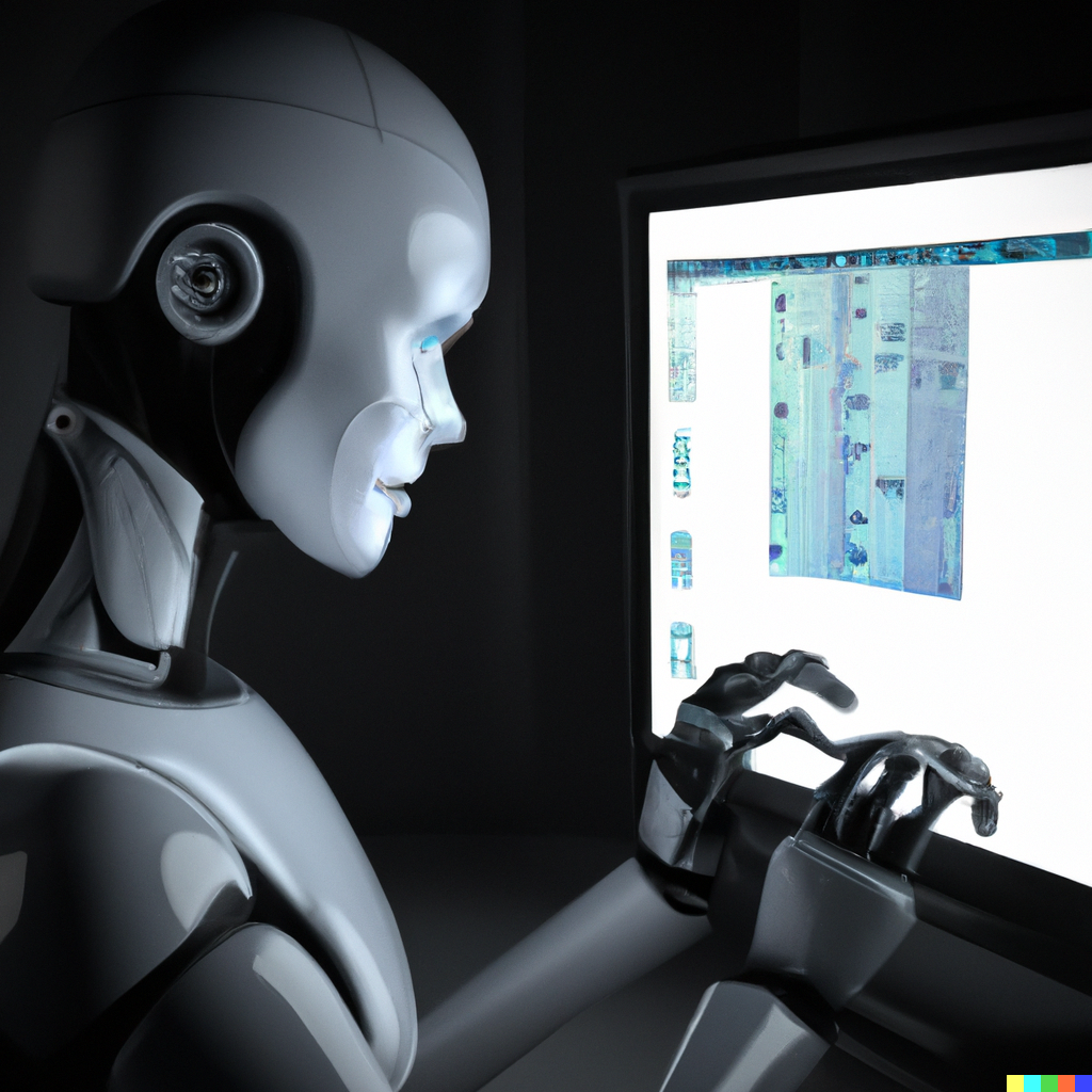 robot devant un ordinateur