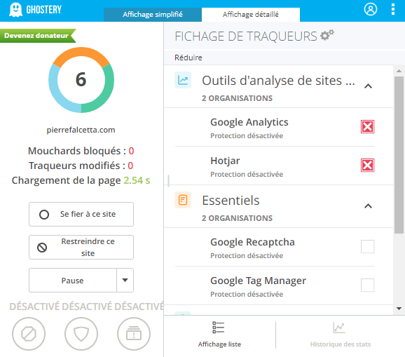 interface ghostery
