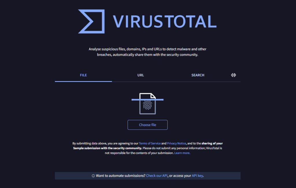 interface virustotal