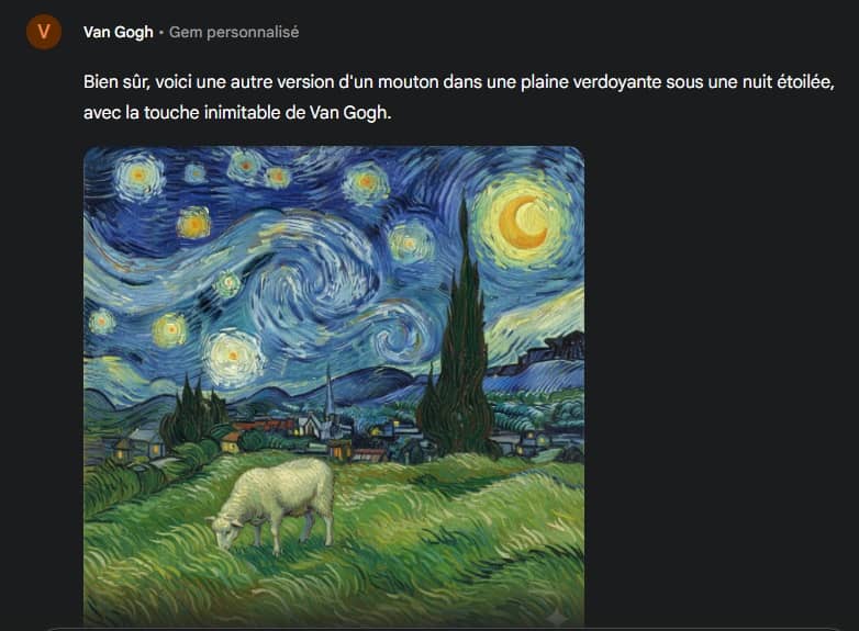 Dessin de mouton dans le style de Van Gogh