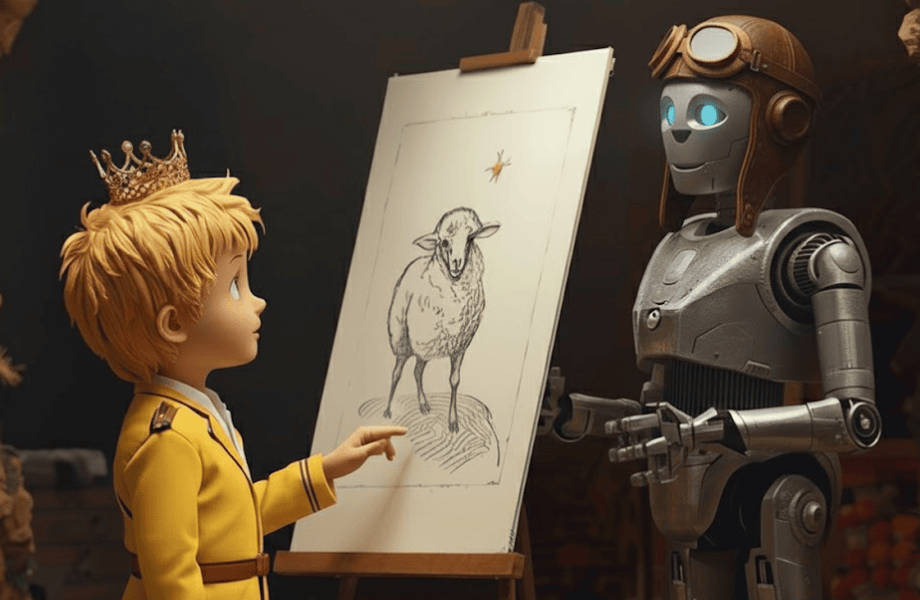 Un robot dessine pour un enfant